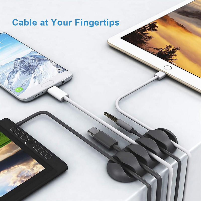 Silikoninis USB kabelio organizatorius Kabelio vyniotuvo valdymas Kabelio vyniojimo spaustukai Biuro darbalaukio sienelė Mobiliojo telefono pelė Laido laido laikiklis