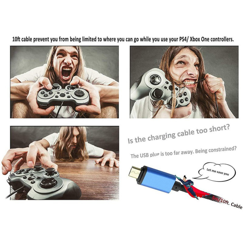 PlayStation 4 kontrolierim Xbox One rokturim Ātrās uzlādes kabelis Jauni augstas kvalitātes 3M Micro USB kabeļi