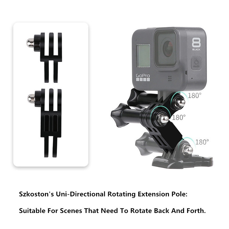 Braț pivotant reglabil Adaptor pentru articulații drepte pentru braț de reglare lung/scurt pentru Gopro Hero 12 11 10 9 8 7 Xiaomi Yi 4k Accesorii SJCAM