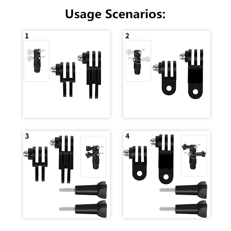 Braț pivotant reglabil Adaptor pentru articulații drepte pentru braț de reglare lung/scurt pentru Gopro Hero 12 11 10 9 8 7 Xiaomi Yi 4k Accesorii SJCAM