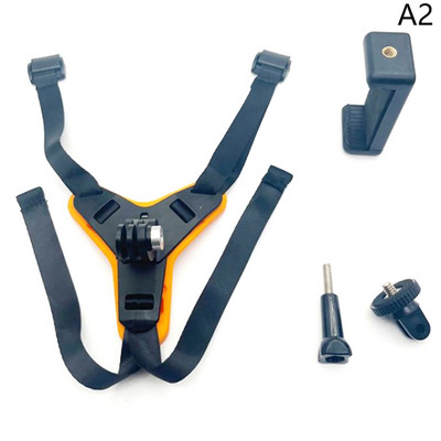 Suport pentru curea pentru barbie pentru cască de motocicletă, cu clemă pentru telefon, compatibil pentru GoPro Hero 5/6/7 Suport pentru cameră de sport de acțiune completă