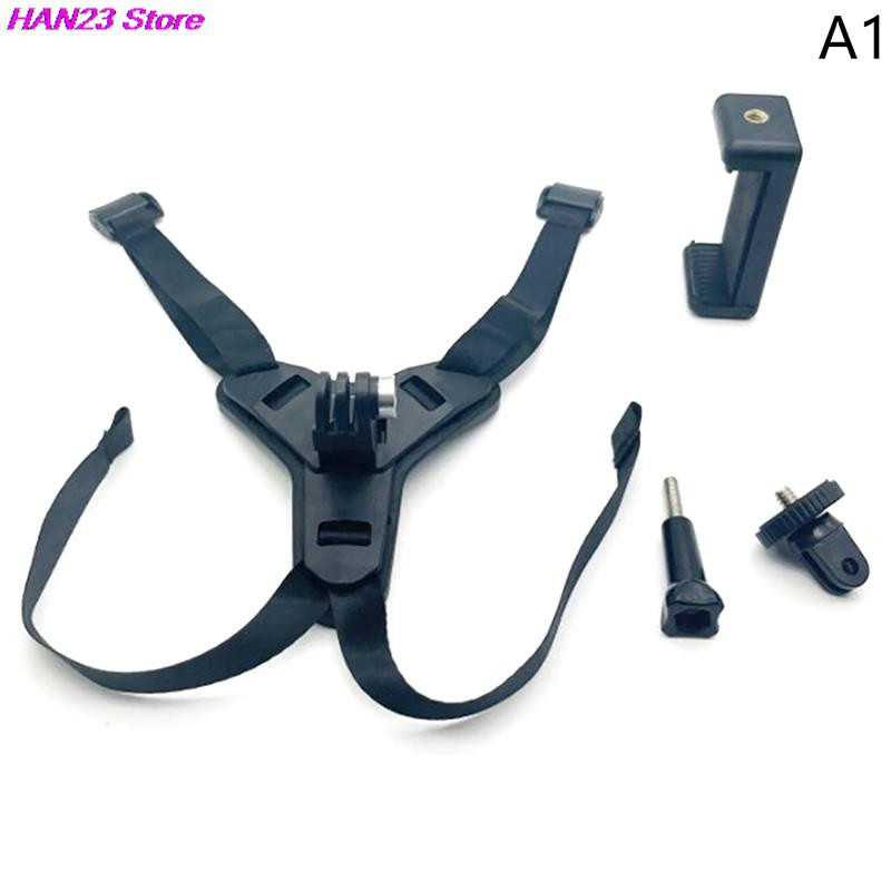 Suport pentru curea pentru barbie pentru cască de motocicletă, cu clemă pentru telefon, compatibil pentru GoPro Hero 5/6/7 Suport pentru cameră de sport de acțiune completă