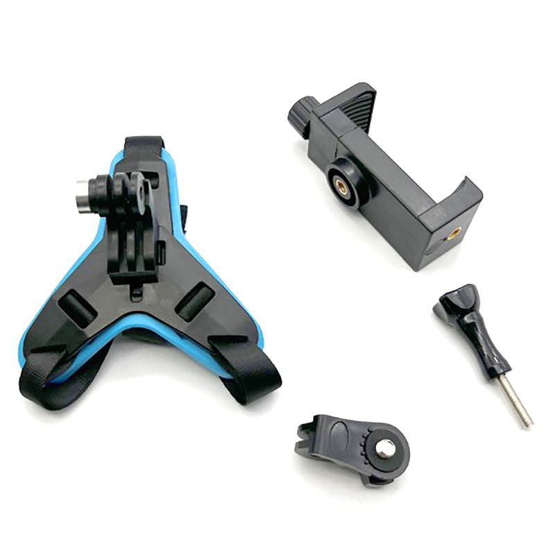 Suport pentru curea pentru barbie pentru cască de motocicletă, cu clemă pentru telefon, compatibil pentru GoPro Hero 5/6/7 Suport pentru cameră de sport de acțiune completă