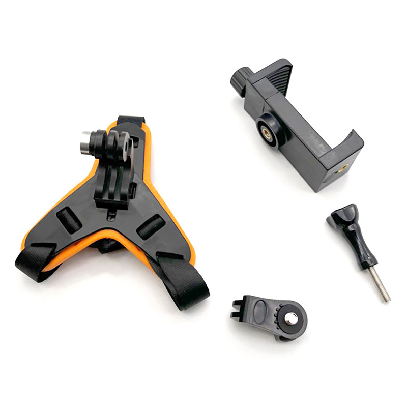 Suport pentru curea pentru barbie pentru cască de motocicletă, cu clemă pentru telefon, compatibil pentru GoPro Hero 5/6/7 Suport pentru cameră de sport de acțiune completă