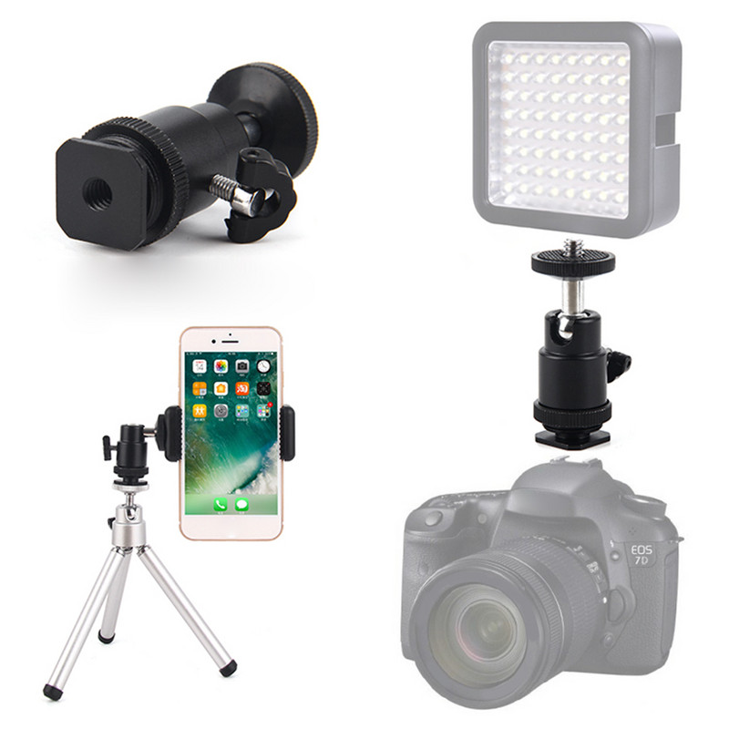 Hot Shoe Pan Tilt Ball Head Nosač DSLR kamere Držač kopče za mobilni telefon Nosač adaptera za digitalnu kameru Svjetla Tronožni uređaji