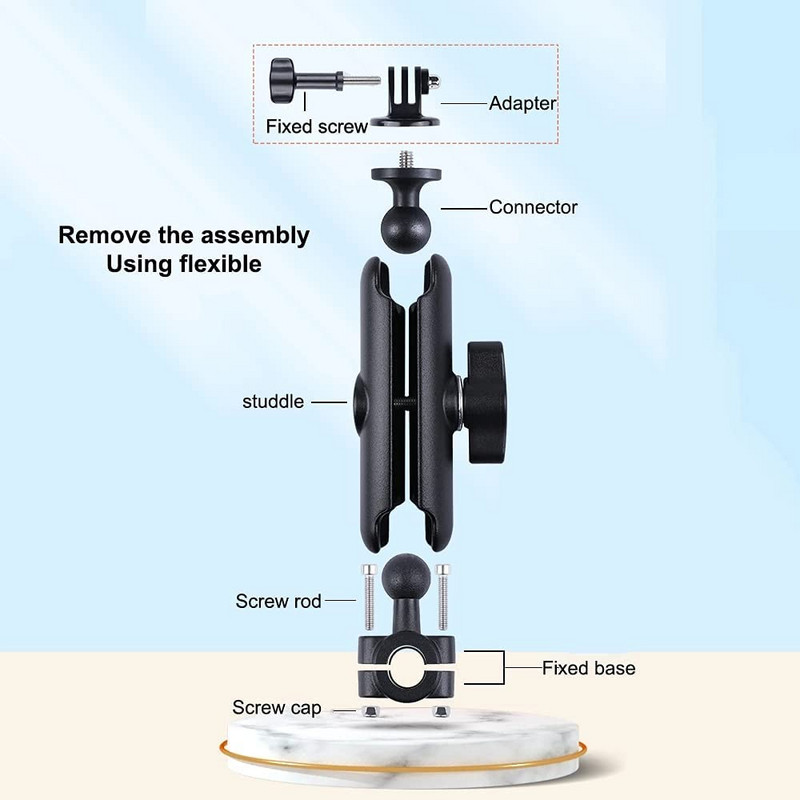 9–35 mm motocikla turētāja stūres spoguļa statīvs automašīnas sēdekļa stiprinājuma kronšteins GoPro Hero 12 11 9 10 tālruņa darbības kameru piederumi