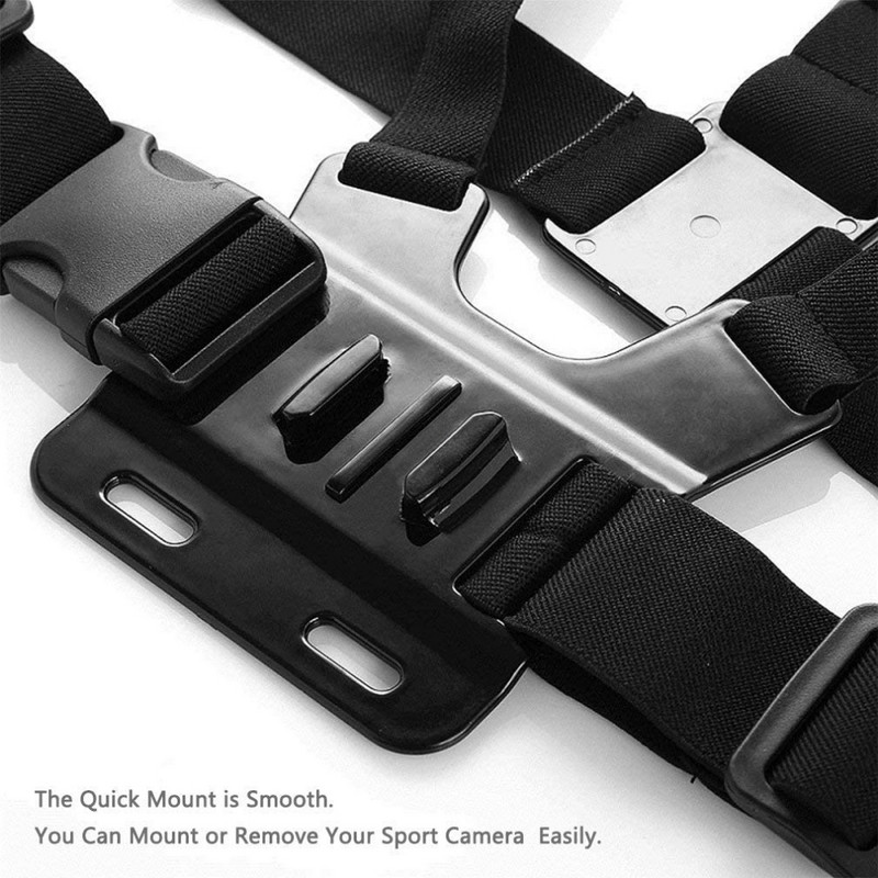 Siksnu stiprinājums priekš Gopro Hero 12 11 10 9 8 7 6 5 4 Session 3 MAX Black Aksesuāri Regulējama krūšu stiprinājuma siksna Krūšu siksnas josta