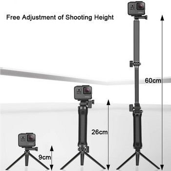 3-сгъваем водоустойчив селфи стик 3-посочна стойка Монопод Мини статив за GoPro 11 10 9 8 7 6 Аксесоари за Insta360 Osmo Action Camera