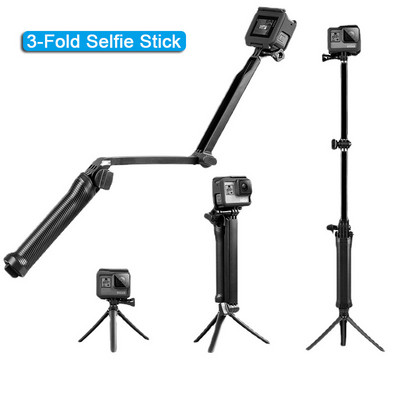 3-kordne veekindel Selfie Stick, 3-suunaline statiiv Monopod ministatiiv GoPro jaoks 11 10 9 8 7 6 Insta360 Osmo action-kaamera tarvikud