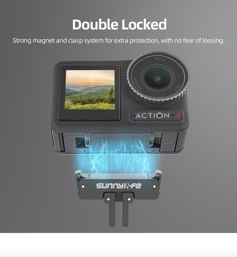 Adaptor magnetic pentru DJI Osmo Action 4/3/2 Placă pliabilă cu eliberare rapidă pentru accesorii de extindere a camerei DJI Action 4