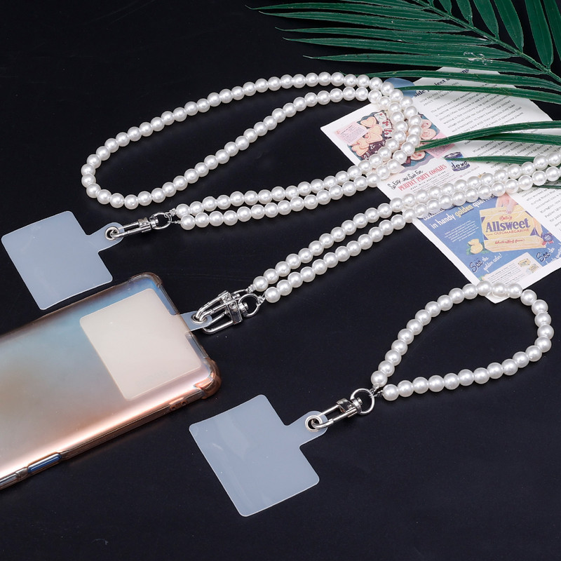 Többfunkciós Pearl Lanyard telefon kereszttartós láncszíj csere mobiltelefon csuklópántok nyaklánc varázslánc patch