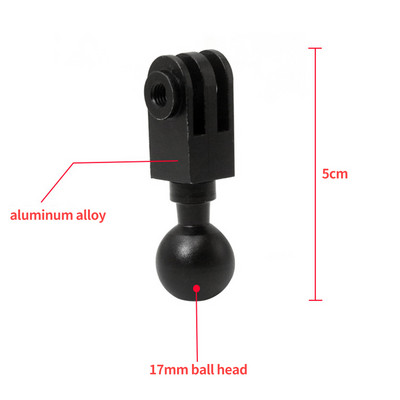 Adaptor de montare cu bilă de 17 mm la 1/4 de șurub pentru Gopro 11 10 OSMO Action Insta360 X3 Braț dublă clemă Suport de conectare cu cap sferic