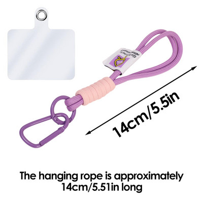 Universaalne telefonipael koos kinnitusplaastriga punutud kaotsiminekuvastane lühike randme riputusnöör randmevõru telefoni amulett rihmakoti ripatsid