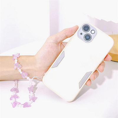 Husă pentru telefon Snur Curea mobilă Cadou pentru prieten pandantiv colorat pentru telefon mobil Lanț cu margele pentru telefon Fluture Acrilic