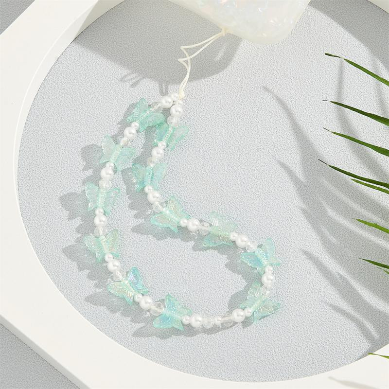 Husă pentru telefon Snur Curea mobilă Cadou pentru prieten pandantiv colorat pentru telefon mobil Lanț cu margele pentru telefon Fluture Acrilic