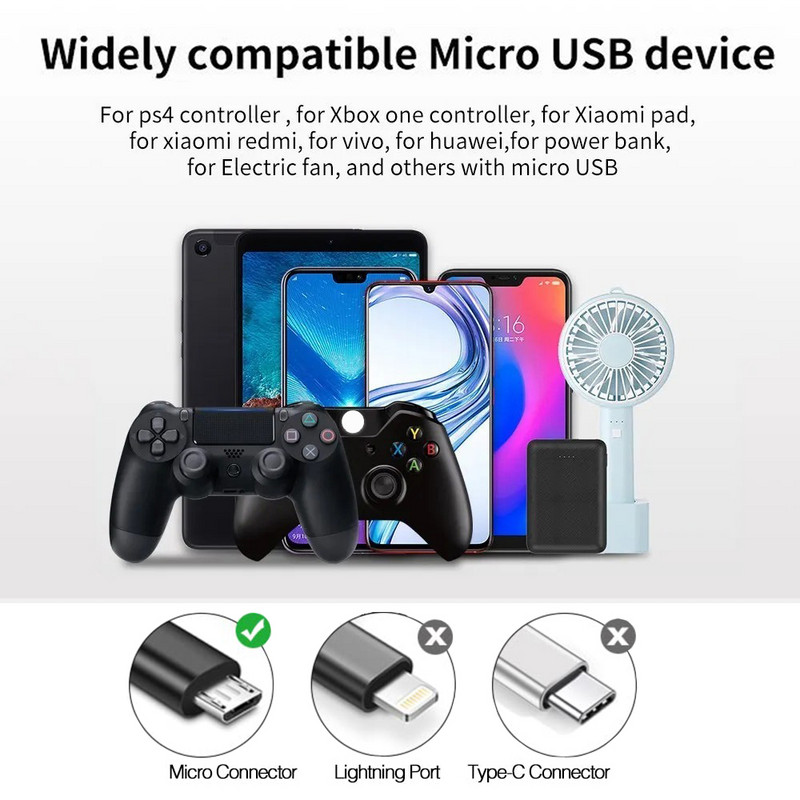 2A Kabel za napajanje 1M/2M/3M Mikro USB kabeli za brzo punjenje za Android telefon Podatkovni kabel za Xbox One /PS4 kontroler Dodaci