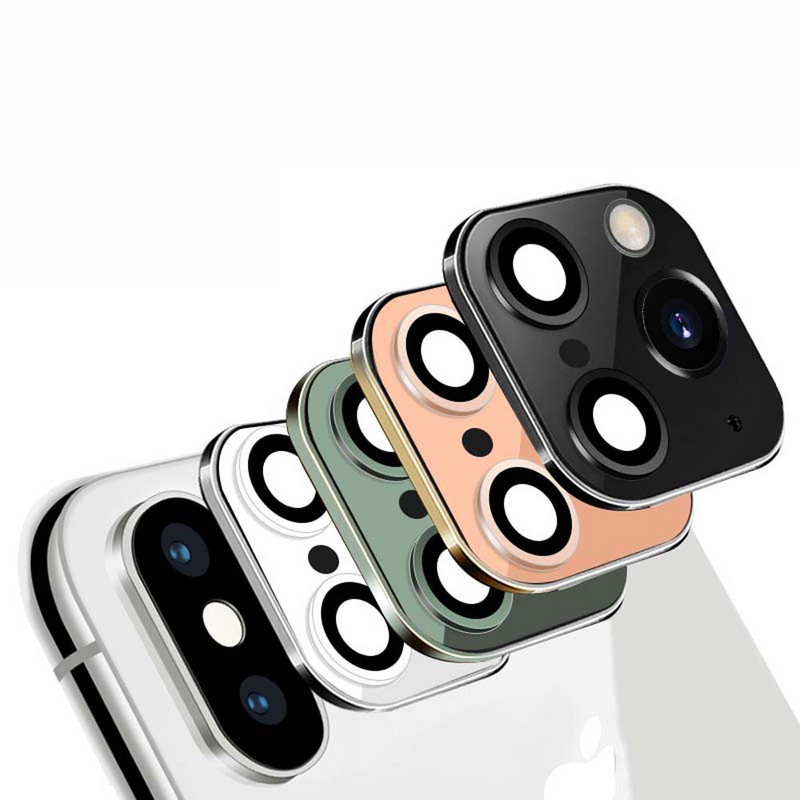 Karcmentes módosított fém matrica másodpercek cseréje kamera lencsevédő iPhone X XS XR MAX hamis fényképezőgép iPhone 11 Pro Max készülékhez