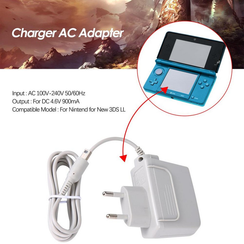 Nintendo maiņstrāvas adapterim EU Plug Charger 100V-240V Strāvas adapteris Nintendo 3ds lādētājam XL 2DS DS DSI US Plug adapteris Switch