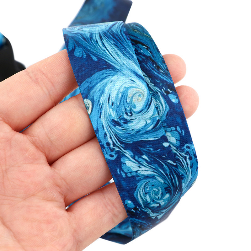 LX888 Art Printed Zvaigžņota nakts štrope ID kartes nozīmītes turētājs Tālruņa kakla siksniņa Virve Atslēgu piekariņš USB pakarināmais vads Lariat mākslas mīļotāju dāvana