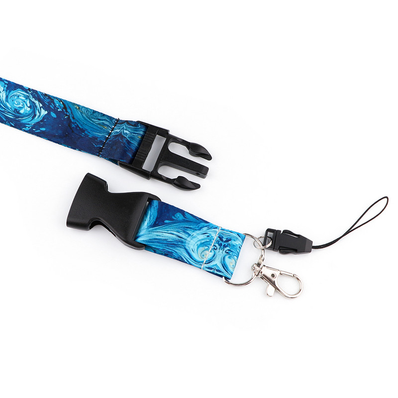 LX888 Art Printed Zvaigžņota nakts štrope ID kartes nozīmītes turētājs Tālruņa kakla siksniņa Virve Atslēgu piekariņš USB pakarināmais vads Lariat mākslas mīļotāju dāvana