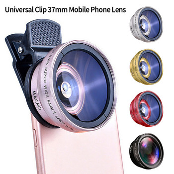 Επαγγελματικός φακός κινητού τηλεφώνου 2 σε 1 0,4X 49UV Super Wide-Angle + Macro Phone Lens Universal Clip 37mm για iPhone Android Phone