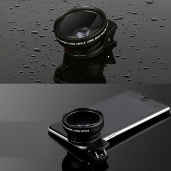 Επαγγελματικός φακός κινητού τηλεφώνου 2 σε 1 0,4X 49UV Super Wide-Angle + Macro Phone Lens Universal Clip 37mm για iPhone Android Phone