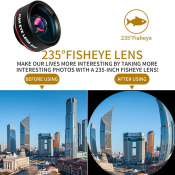 Φακός φωτογραφίας τηλεφώνου 3 σε 1 Fish Eye Fisheye 0,62X Wide Angle 25X Macro Smartphone Universal HD Camera Lens για iphone 12 13