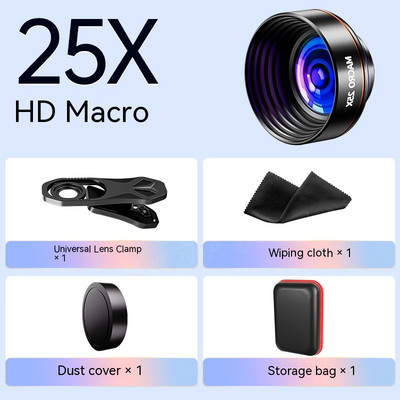 Objektiv za telefonsku fotografiju 3 u 1 riblje oko riblje oko 0,62X širokokutni 25x makro pametni telefon univerzalni HD objektiv kamere za iphone 12 13