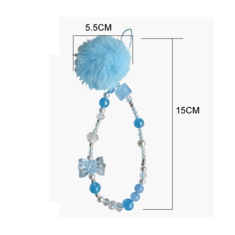 Matu bumbas ar pērlītēm telefona siksniņas Kawaii piekarināmā aukla krelles ķēde Mobilā tālruņa kulonu plaukstas siksniņa, mobilā tālruņa ķēde, meitenes, sievietes