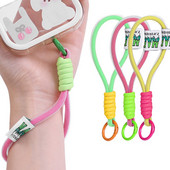Fluorescējoša neilona sieta mobilā tālruņa aukla īsa atslēgu piekariņa virve Airpods Pro Air mobilā tālruņa pretnozaudēšanas rokas siksnas aproce