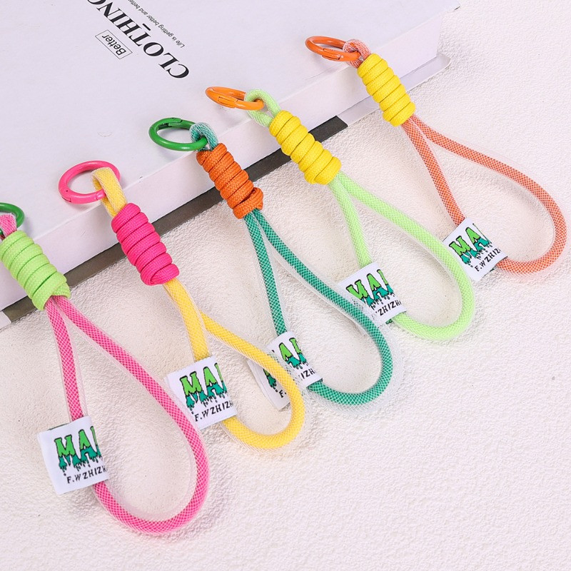 Fluorescējoša neilona sieta mobilā tālruņa aukla īsa atslēgu piekariņa virve Airpods Pro Air mobilā tālruņa pretnozaudēšanas rokas siksnas aproce