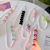 Slatki raznobojni cvjetovi Remeni za mobilni telefon Telefonska narukvica Kawaii ljubavno srce Biserni privjesak Ručni konop Lanac