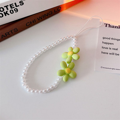 Slatki raznobojni cvjetovi Remeni za mobilni telefon Telefonska narukvica Kawaii ljubavno srce Biserni privjesak Ručni konop Lanac