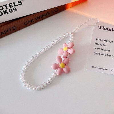 Slatki raznobojni cvjetovi Remeni za mobilni telefon Telefonska narukvica Kawaii ljubavno srce Biserni privjesak Ručni konop Lanac