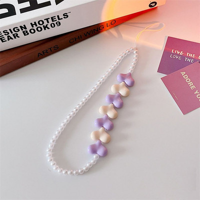 Slatki raznobojni cvjetovi Remeni za mobilni telefon Telefonska narukvica Kawaii ljubavno srce Biserni privjesak Ručni konop Lanac