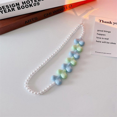 Slatki raznobojni cvjetovi Remeni za mobilni telefon Telefonska narukvica Kawaii ljubavno srce Biserni privjesak Ručni konop Lanac