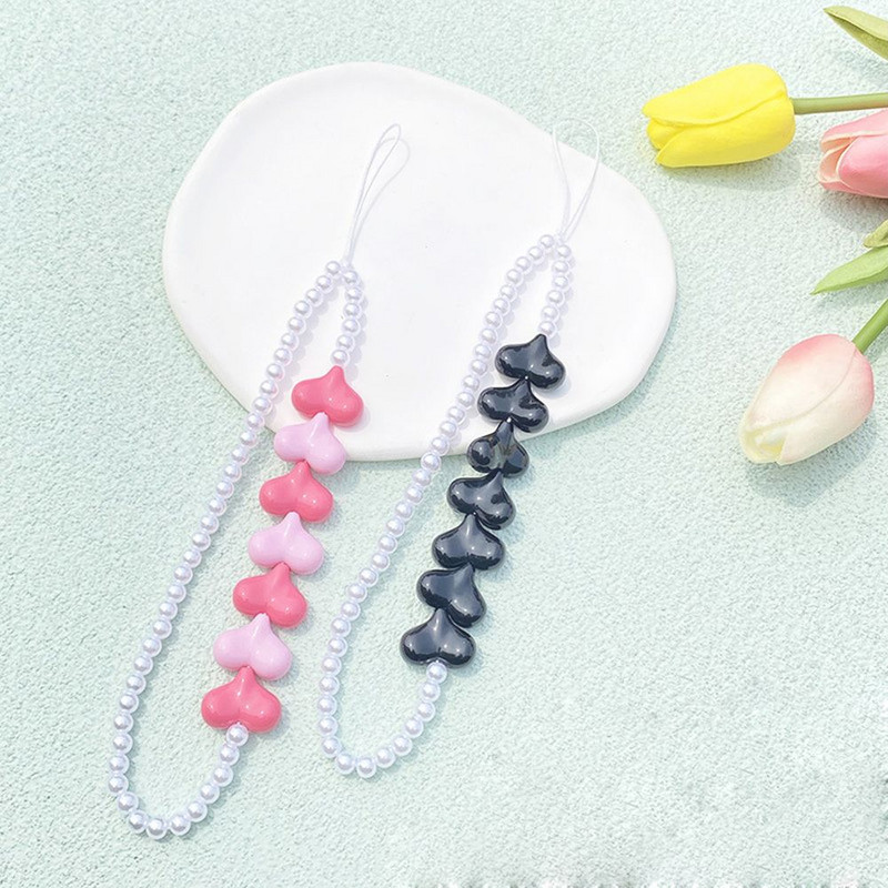 Slatki raznobojni cvjetovi Remeni za mobilni telefon Telefonska narukvica Kawaii ljubavno srce Biserni privjesak Ručni konop Lanac