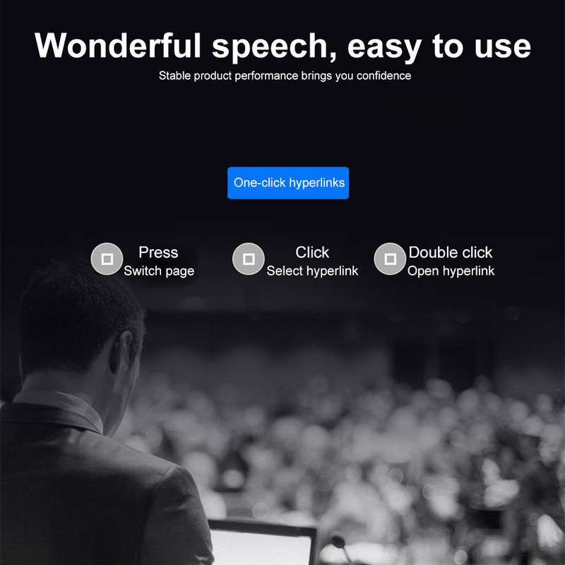 Vezeték nélküli prezentációs távirányító 2,4 GHz-es USB-projektor oldalforgató toll PPT Powerpoint prezentációs mutató csúsztatható továbbítóhoz