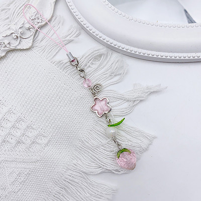 1PC korejiešu cute Strawberry mobilo tālruņu ķēde Y2K Sweet Fruits pērlītēm Tālruņa virves atslēgu piekariņš meitenēm Tālruņa kulonu piekariņi