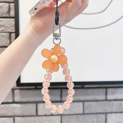 Tālrunis pret nozaudēšanu, siksnas atslēga Īss plaukstas kulons Sieviešu rokas ķēde Krāsaina Macaron apaļas lodītes kulons Mobilā tālruņa aukla