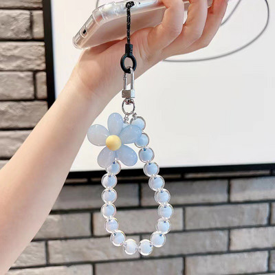 Tālrunis pret nozaudēšanu, siksnas atslēga Īss plaukstas kulons Sieviešu rokas ķēde Krāsaina Macaron apaļas lodītes kulons Mobilā tālruņa aukla