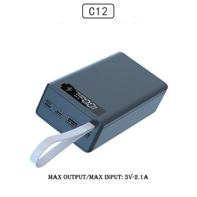 C12 18650 Akumuliatoriaus maitinimo bloko dėklas Įkroviklio dėžutės laikiklis Dviejų USB LCD ekranų palaikymas Greitas belaidis įkroviklis Akumuliatoriaus korpuso saugykla