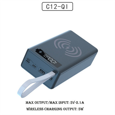 C12 18650 Akumuliatoriaus maitinimo bloko dėklas Įkroviklio dėžutės laikiklis Dviejų USB LCD ekranų palaikymas Greitas belaidis įkroviklis Akumuliatoriaus korpuso saugykla