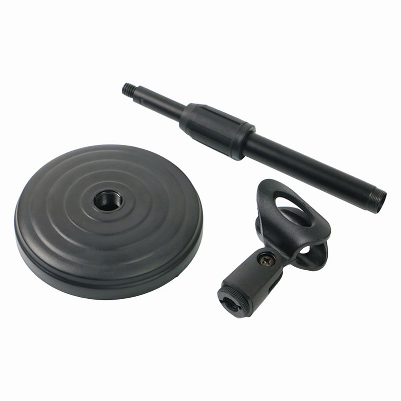 Mikrofono stalinis stovas su reguliuojamu kėlimo ir svėrimo disko pagrindu, smūgiams atsparus tiesioginės tinklo transliacijos mikrofono stovas