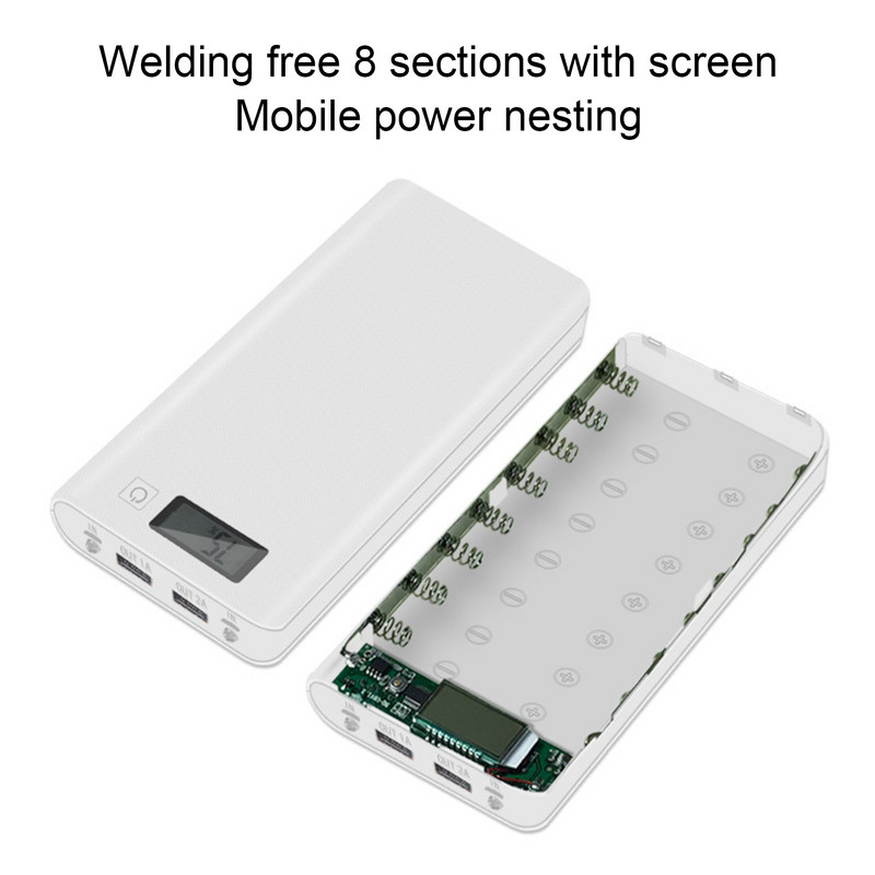 Kutija za punjač baterija Čvrsta Dual USB 8 x 18650 baterija Power Bank DIY torbica Kompaktna kutija Power Bank bez baterije poverbank