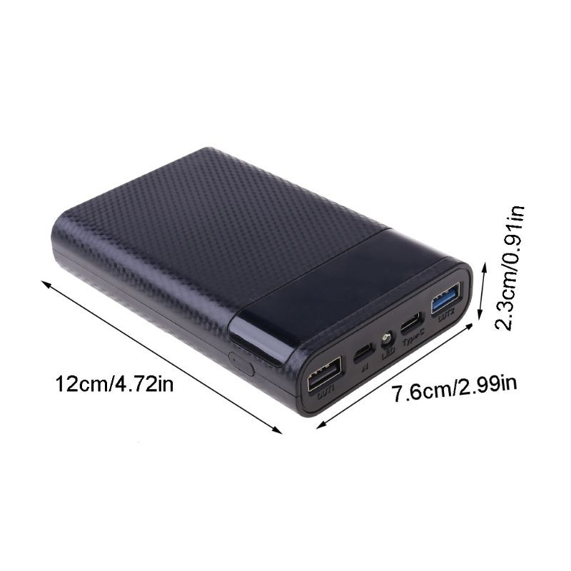QC3.0 USB Type-C PD 4x 18650 akkumulátoros barkácsdoboz mobiltelefon táblagéphez 5V/3A 9V/2A 12V/1.5A könnyű, tartós