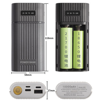 DIY 18650/18700/20700/21700 Battery Power Bank Kit Box με φακό LED Φορτιστής φορητού για tablet κινητού τηλεφώνου USB Power Bank