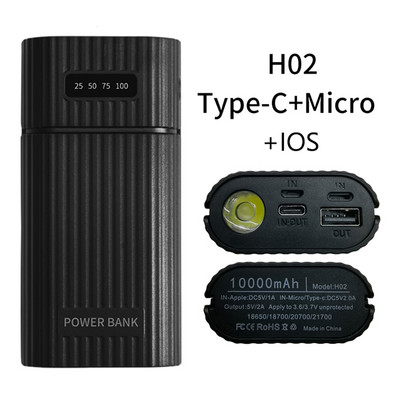 DIY 18650/18700/20700/21700 Battery Power Bank Kit Kutija s LED svjetiljkom Mobilni punjač za mobitel Tablet USB Power Bank