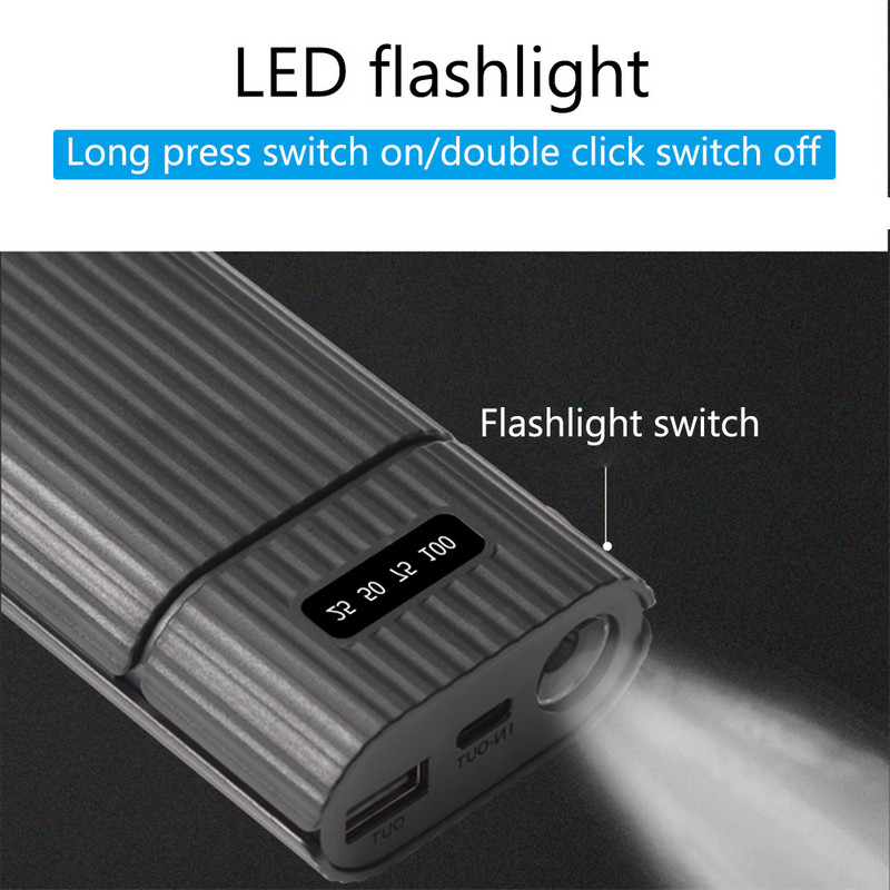 DIY 18650/18700/20700/21700 Battery Power Bank Kit Kutija s LED svjetiljkom Mobilni punjač za mobitel Tablet USB Power Bank