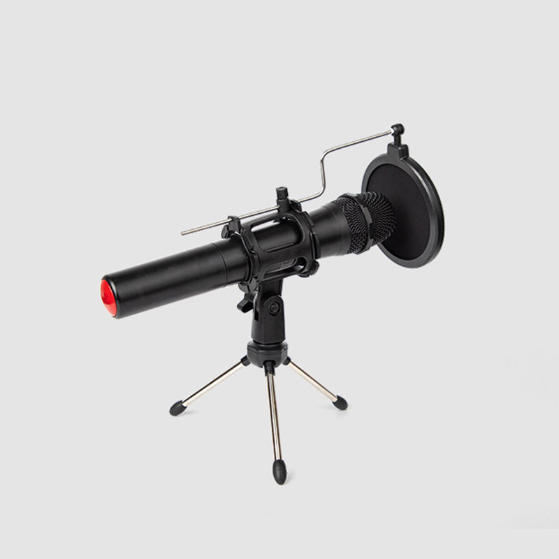 Regulējams mikrofona statīvs galda statīvs datora video ierakstīšanai ar mikrofona vējstikla filtra vāku